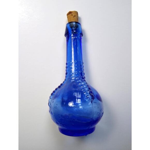 Wheaton Blue Carnival Glass Bottle Ball & Claw Bitters Medicine 1970's Mini 3" - Picture 1 of 6